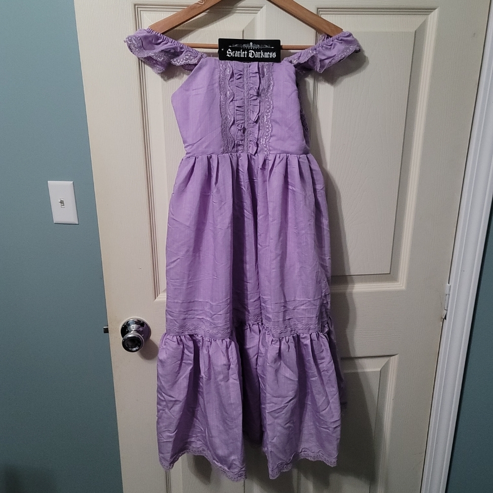 Scarlet Darkness Light Purple‎ Off-Shoulder Victoran Style Dress Size 7Y